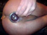 Weird guy inserts a butt plug into his ass